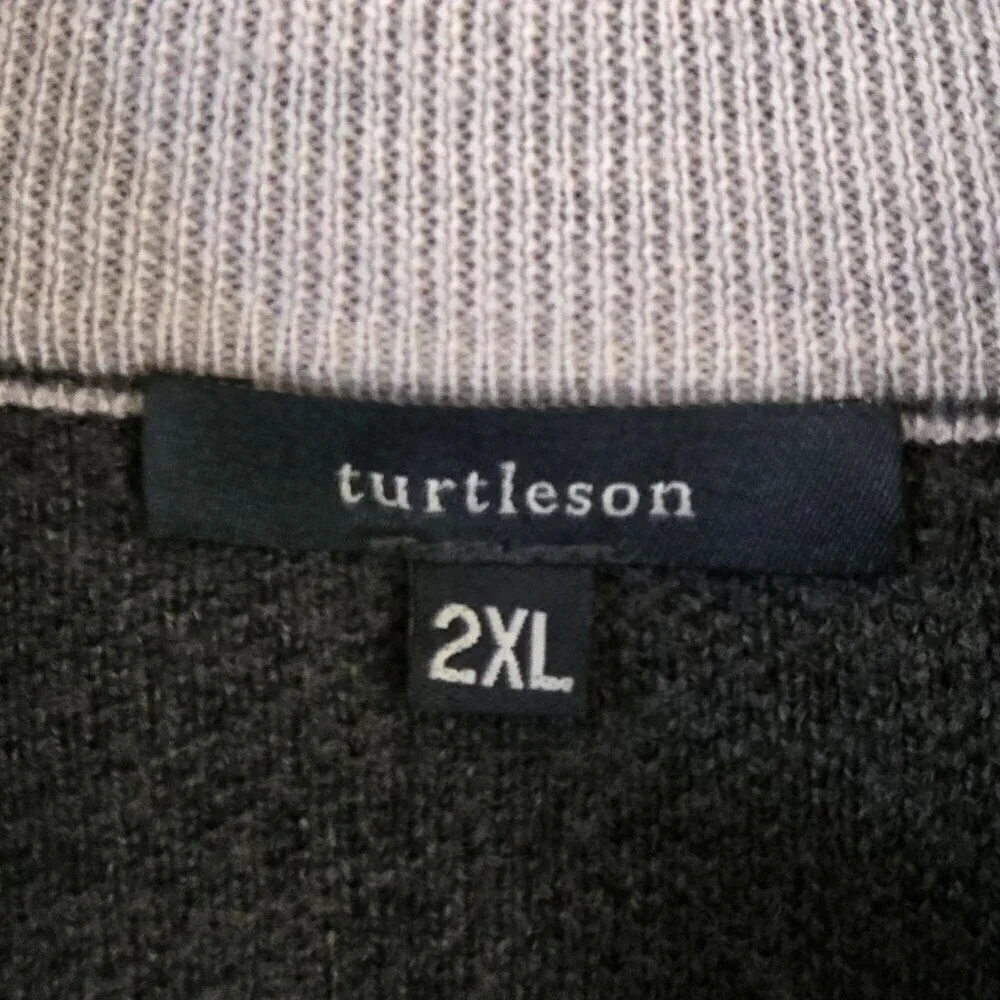 Turtleson Walt BirdsEye Quarter Zip Pullover Gray Golf Merino Wool Size 2XL